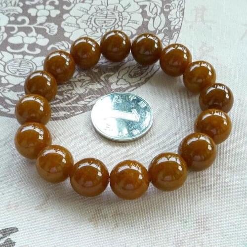 Chinese VTG Maroon Red Jade Jadeite 13.6mm Bead Beads Bangle Fine jewelry jade Bracelet