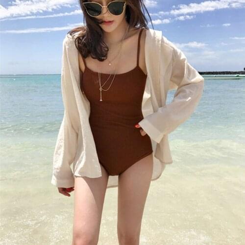 2021 New Summer One-piece Swimsuit Female Hot Bikini Women Retro Wine Red Backless Straps Cover Belly Triangle Sets