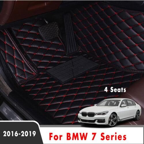 LHD For BMW 7 Series 4 Seats 2019 2018 2017 2016 Car Floor Mats Styling Leather Carpets Interior Parts Custom Waterproof Rugs