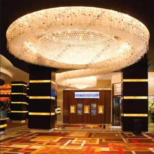 Hotel lobby project crystal dining room lamp custom large crystal lamp hotel lobby ceiling lamp