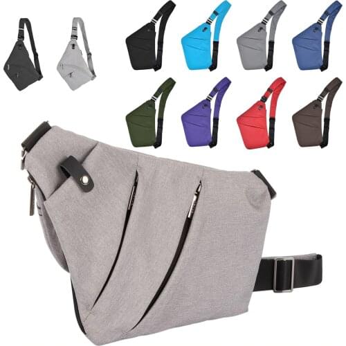 OSOCE Ultra Slim Shoulder Chest Bag Mens Crossbody Sling Satchel Messenger for 7.9" iPad Color Gray Black & Silver