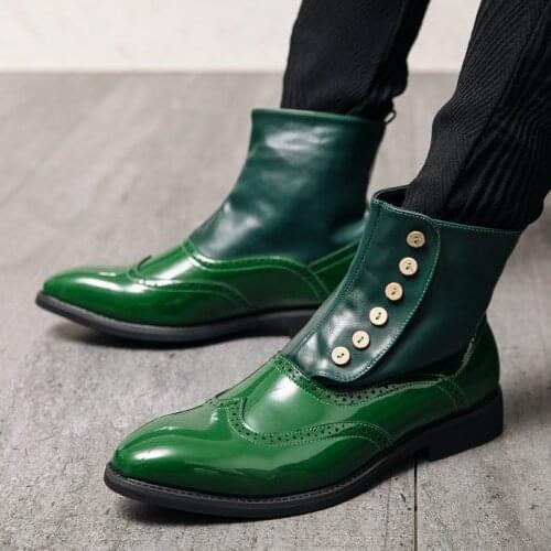 New Men Business Ankle Boots Formal Prom Shoes Warm Botas Autumn High Tops Thick Soled Gladiator Footwear For Zapatos
