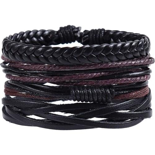 Cowhide Bracelet Black Retro Suit Mens Bracelet Simplicity Braided Bracelet Adjustable All-match Fashion Accessories