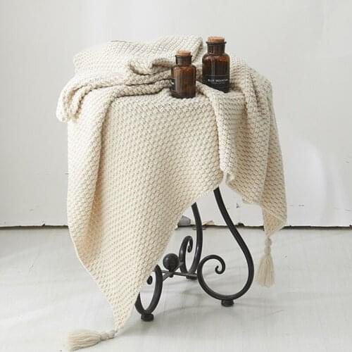 Nordic Summer Adults Noon Break Thread Blanket with Tassels Home Office Travel Portable Quilt Bedroom Towel Blankets and Throws