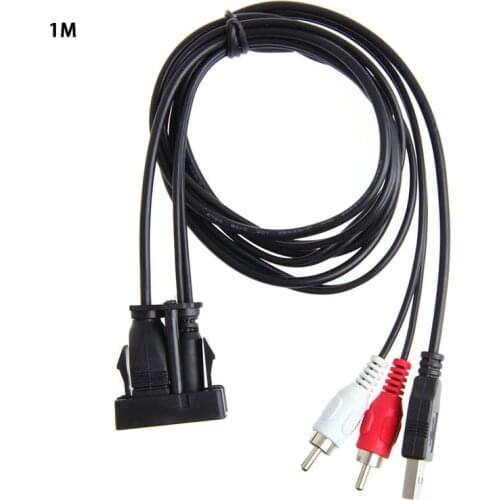 2018 New Car Boat Mot 1 Meters Length USB 2 RCA To 3.5mm Female Flush Mount AUX Stereo
