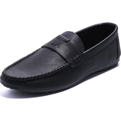 2021 Early Autumn New British Style Mens Leather Casual Shoes Breathable Slip-on Shallow Loafers Non-slip Anti-Odor for Daily
