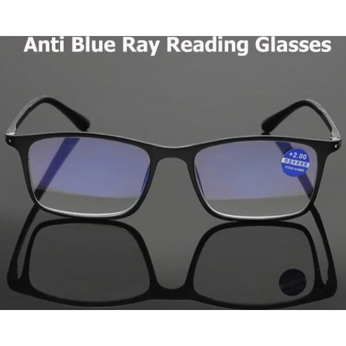 Anti Blue Light Reading Glasses Rectangular Women Glasses Frame With HD Lens Plus + 100 To +400 Spec Anti Blue Ray