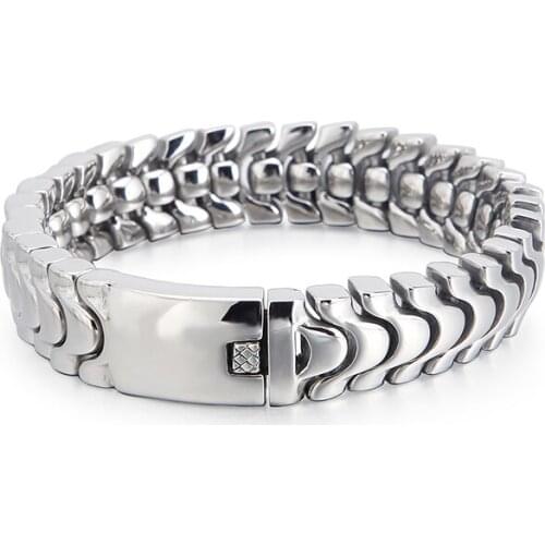 HAOLYNJOY High Polished Shiny Bracelets Men 21cm Stainless Steel Arrow Shaped Link Chain Bracelet Fashion Male Accessories