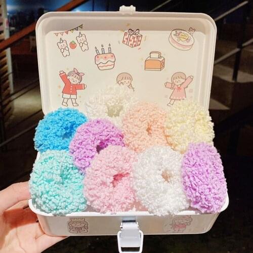 New Girls Cute Luminous Effect Plush Scrunchie Sweet Ponytail Holder Rubber Bands Headband Hair Bands Fashion Hair Accessories