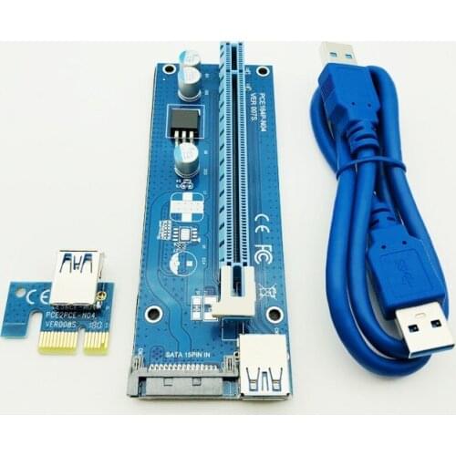 Riser 007s USB 3.0 PCI-E Riser PCI Express 1X 4x 8x 16x Extender Adapter Card SATA 15pin Power Supply for Antminer Bitcoin Miner