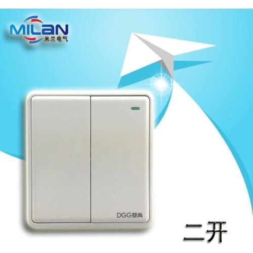 1PCS DGG D1 series Luxury Wall Switch Panel, Light Switch,2 Gang 2Way Push Button 16A,110~250V, 220V