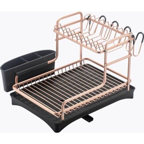 Silver Stainless Aluminum Kitchen Dish Rack Sink Drainer Plate Drying Shelf Organizer Accessories Cutlery Glass Storage