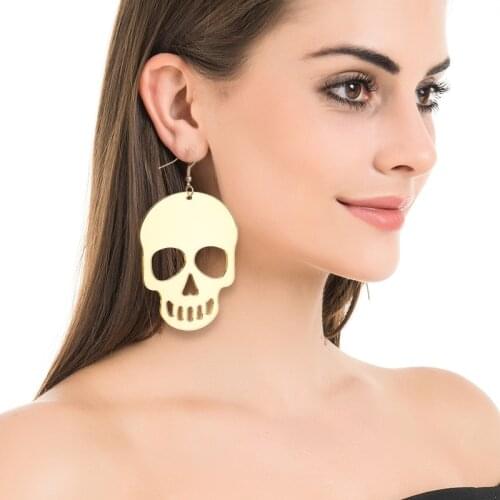 Fashion personality creative wild punk rock skull earrings aluminum skull trend earrings women jewelry gift accessories