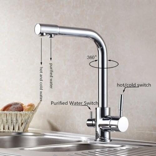 Kitchen Faucet Dual Function 3 Way Water Filter Kitchen Faucets 360 Rotation with Water Purification Features Mixer Tap Crane