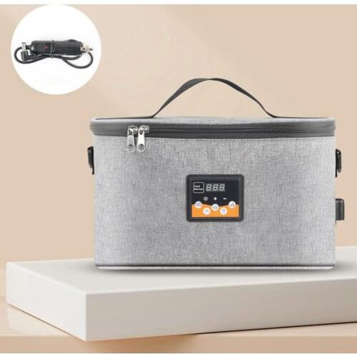 LCD Car Food Warming Tote Portable Electric Baby Bottle Heating Warmer Bag Lunch Bento Box Waterproof Recharge Heater Container