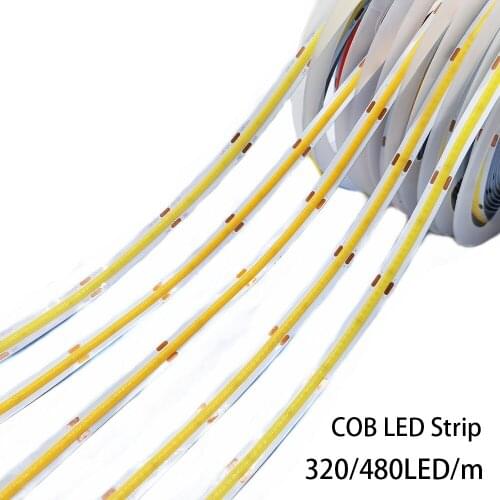 COB LED Strip 320 480 LEDs High Density Flexible COB LED Lights DC12V 24V 3000K 4000K 6000K LED Tape 5m/lot