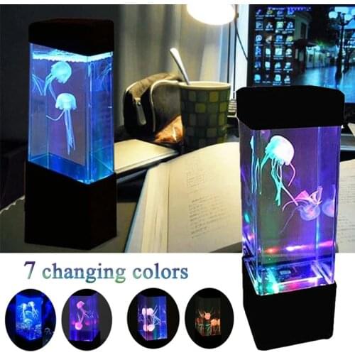Led Jellyfish Night Light Color-Changing Aquarium Imitation Fish Tank Breathing Light for Kids Adults Creative Gifts Home Decor