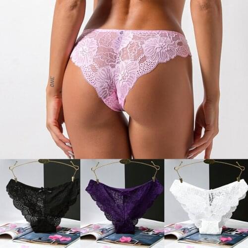 New Transparent Full Lace Low-waist Underwear Sexy Cute Bow Seamless Womens Briefs Cotton Underwear Trendy Personality