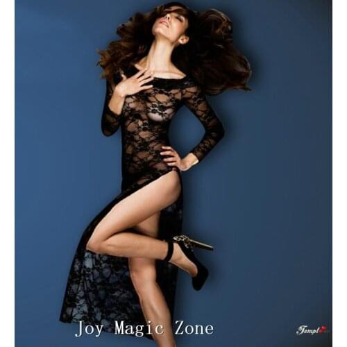 Yomrzl new arrival summer sexy full lace womens nightgown, high quality long sleeve sleepwear, O-neck sleep dre L385