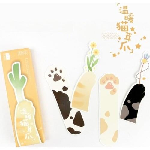 30 pcs/lot Warm Cat Claws Series Paper Bookmark Stationery Bookmarks Book Holder Message Card Promotional Gift