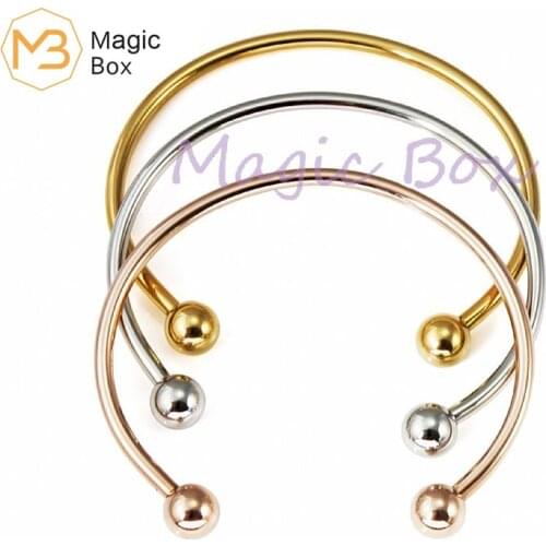 Womens Stainless Steel Starter Bracelet DIY Jewelry Suitable Charm Beads Rose Gold or Silver Choice fashion Simple bangles