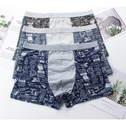1pcs/lot Mens Underwear Cotton Boxers Underpants Fashion Printed Male Beer Print Boxer Shorts Male Comfortable Panties 2020 Hot