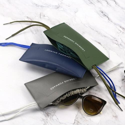 1Pcs Protable Sunglasses Protector Travel Pack Pouch Glasses Case Double Layers Drawstring Leather Bag Eyewear Accessories
