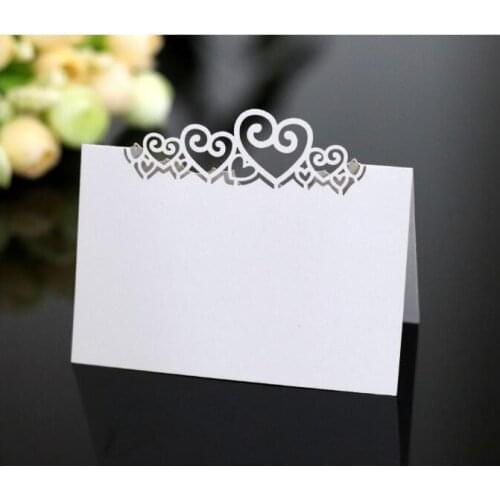 100PCS/LOT Laser Cut Love Heart High Quality Table Name Card Wedding Birthday Christmas Party Decoration