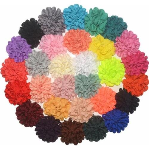 30pcs/lot 3.1" Hollow Chiffon Flowers For Girls And Kids Hair Accessories fabric Flowers For Hair Bows Headband CH100078