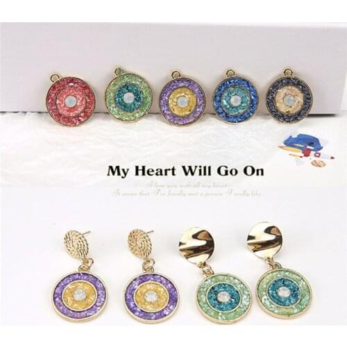 6pcs Korean Fashion Studded Turkish devils Eye Round Earrings For Women Girls Vintage Pendant Material Diy Jewelry Accessories