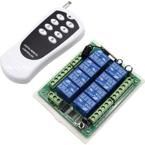 DC 12V 8 Channel Relay Module Wireless RF 433MHz Remote Control Switch Transmitter + Receiver Board