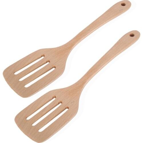 Free shipping 10 pieces pack beech wooden spatula non-stick wok frying shovel spatula three-line shovel environmental protection