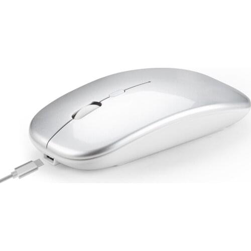 Wireless Mouse Computer Bluetooth Mouse Silent PC Mouse Rechargeable Ergonomic Mouse 2.4Ghz USB Optical Mice for Laptop PC(Silve