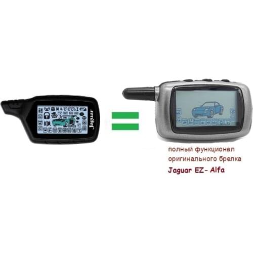Russia version EZ-Alpha keychain for Jaguar EZ-Alpha EZ-Alfa lcd remote Anti-theft two way car alarm system Remote Control