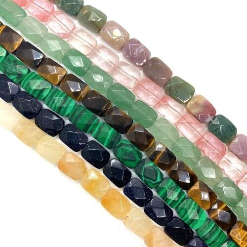 Rectangle Natural Stone Faceted Agate Bead DIYCombination Handmade Jewelry Creative Making Bracelet Necklace Jewelry Accessories