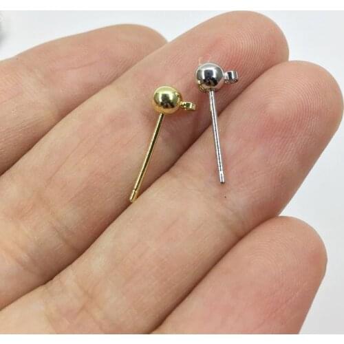 Eruifa 20pcs about 4mm Stud Base Connector Linker Holder Brass Fishhook for Earring DIY 2 colors Nickle and Lead free