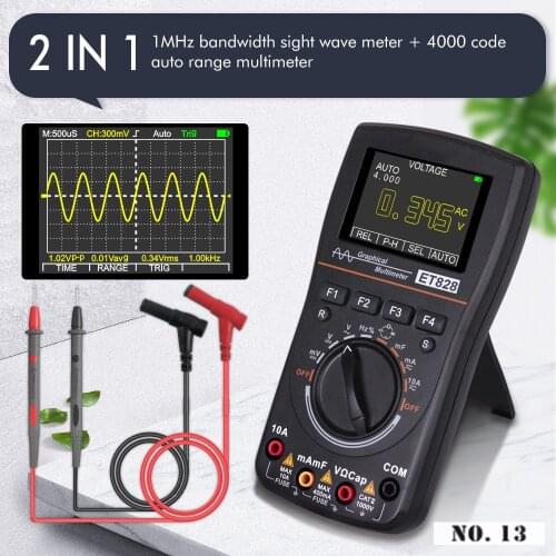 ET828 Intelligent Digital Oscilloscope 2 In1 HD Digital Multimeter Graphical Oscilloscope 2.5 Msps Sampling Rate Electronic Test