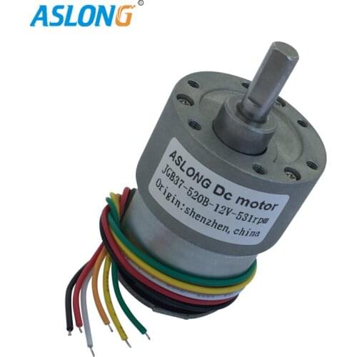 JGB37-520B encoder 12V DC gear motor gear motor A / B phase signal code wheel speed