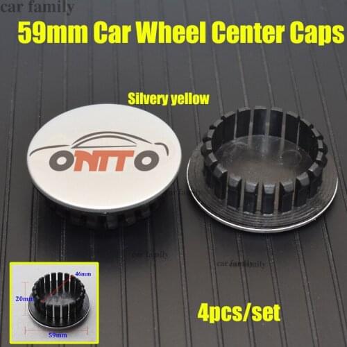 Car Styling for Lanos Orlando Captiva Lacetti Aveo Niva 4pcs Auto Car Wheel Center Cap Wheel Hub Rim Cover 59mm Silvery Yellow