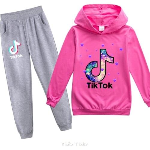 Kids Tik Tok Clothes Sets Christmas Costume Fashion Long Sleeve Cotton Sweatshirt Hoodies Tops Pants for Boys Girls