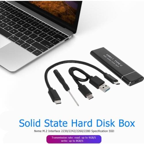 10Gbps M.2 NVME PCIe to USB3.1 GEN2 M Key Solid State Disk Enclosure Adapter for 2230/2242/2260/2280 Mobile Type-C SSD Case Box