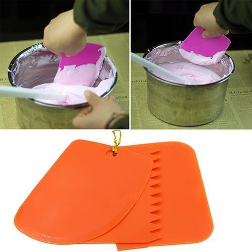 Kitchen accessories 3 Pcs Dough Icing Fondant Scrapers Cake Décor Plain Smooth Jagged Edge Spatulas Hot 2020