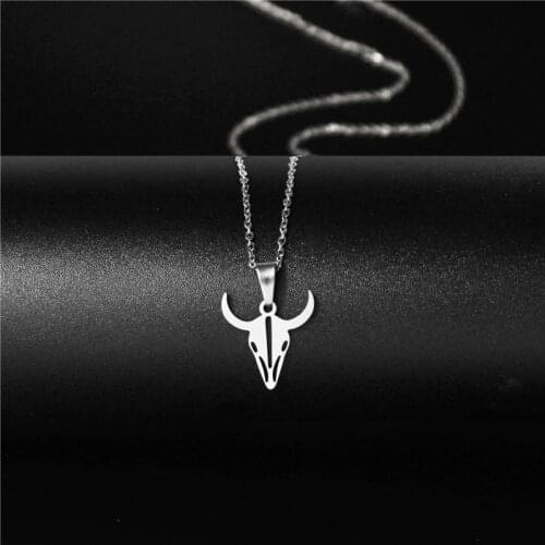 Stainless Steel Minimalist Jewelry unisex hippop unisex bull head pendant necklace fasshion ox-head choker high quality