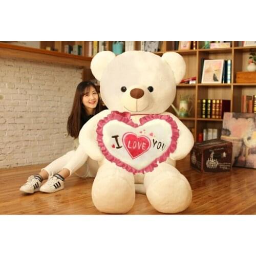 Stuffed fillings toy huge 160cm lovely white teddy bear plush toy I love you bear soft doll hug sleeping pillow gift b0774