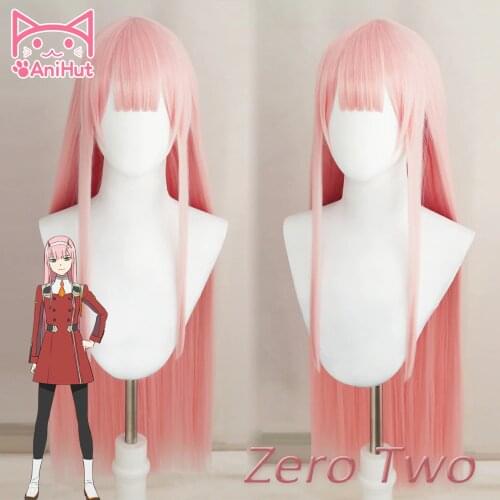 【AniHut】02 Zero Two Cosplay Wig Anime DARLING in the FRANXX Cosplay Wig Pink Synthetic Hair 02 DARLING in the FRANXX Hair Women