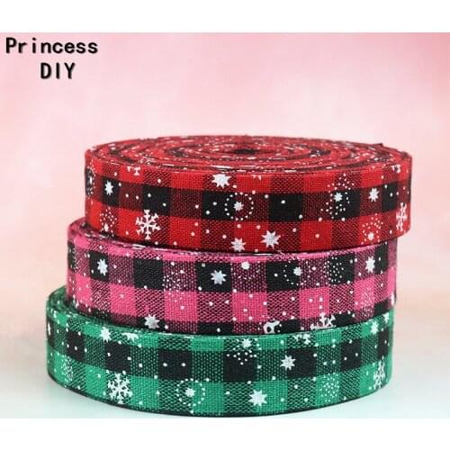 Princess 5M Plaid Check Fabric Layering Tape 3/8 1 2" Christmas Snow Ribbon DIY Hair Bow Tie Collar Corsage Sewing Craft Materia