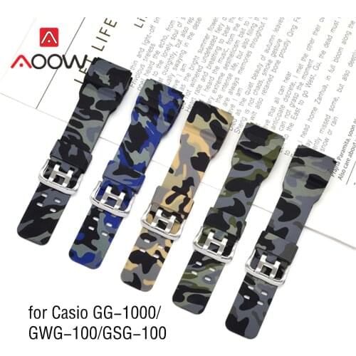 Camo Printing Watchband for Casio G-Shock GG-1000 / GWG-100 / GSG-100 Men Sport Waterproof Bracelet Band Strap Watch Accessories