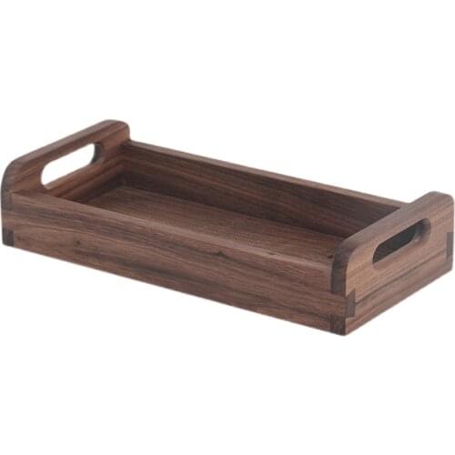 Black Walnut Wooden Serving Tray Tea Time