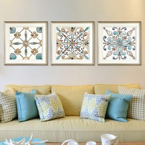 Modern and Simple American Decorative Painting Mediterranean Style Light Luxury Bedroom Porch Hanging Painting Restaurant Mural