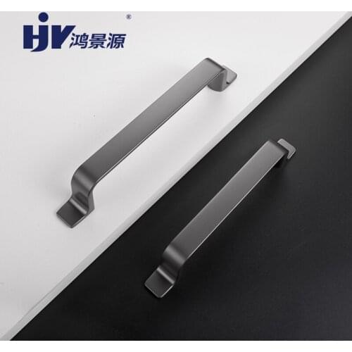 HJY Space Black Handles Modern Wardrobe Door Pull Hardware Furniture Handle for Cabinet Drawer Pulls Zinc Alloy Kitchen Cupboard